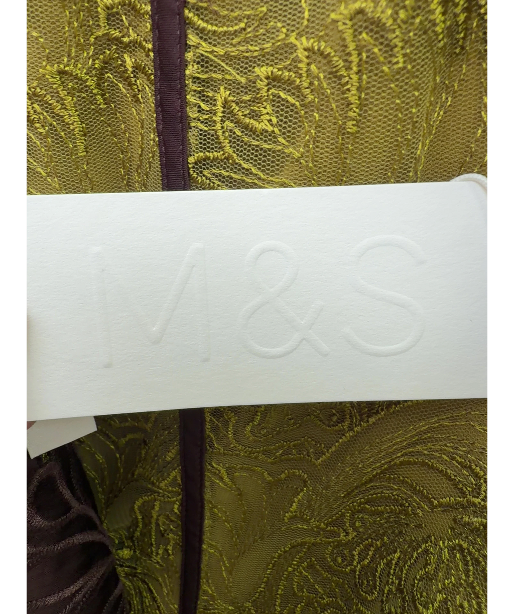 Marks and Spencer Green Paisley Lace Cami Top and Paisley Lace Midi Skirt, size UK 10 — detail