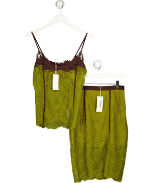 M&S 2-piece Green Lace trim Skirt & Cami Co-ord Set UK 10