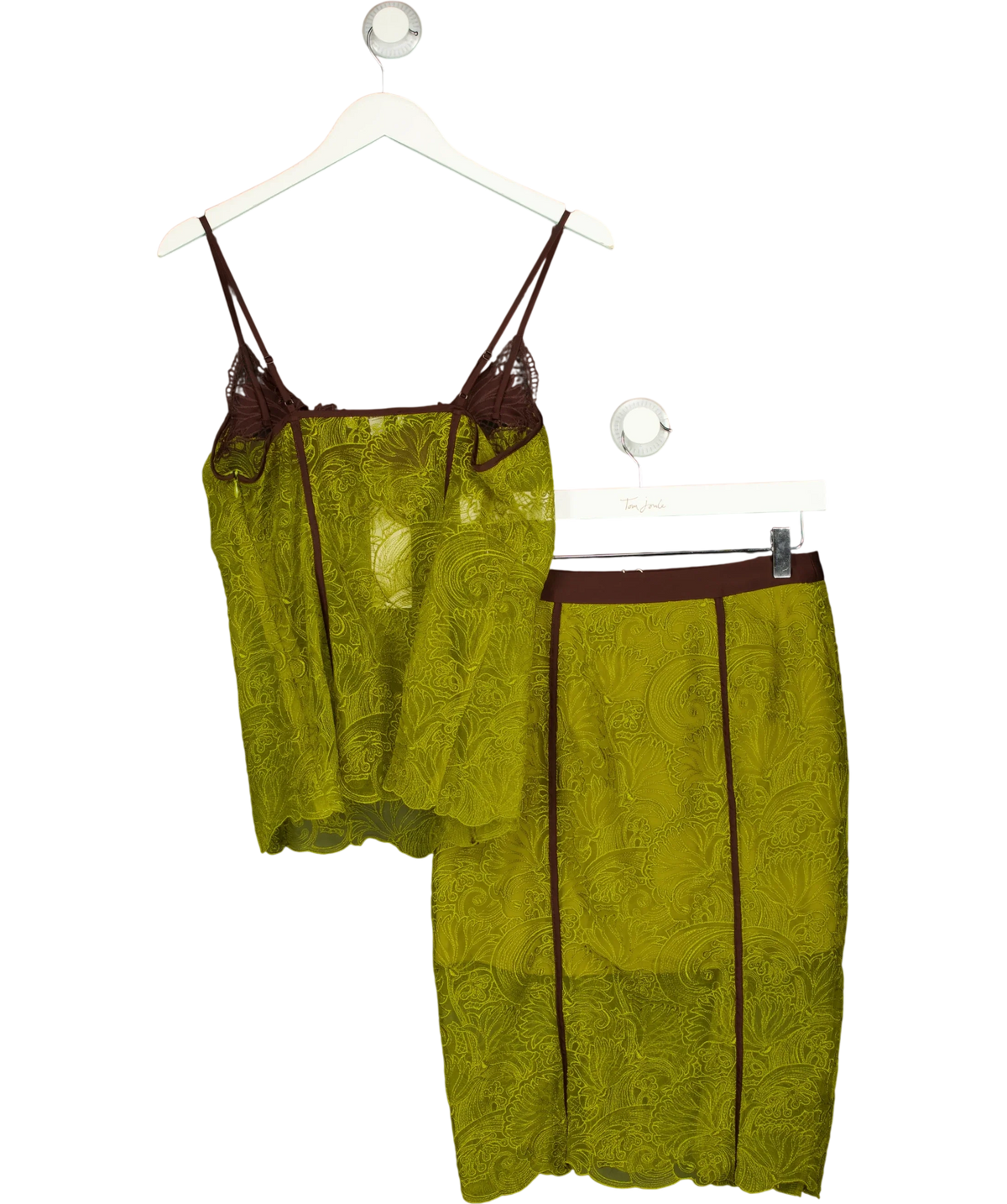 Marks and Spencer Green Paisley Lace Cami Top and Paisley Lace Midi Skirt, size UK 10 — back