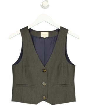 Sézane Grey Wool Blend V-Neck Waistcoat top UK 8