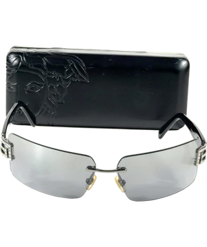 Versace Black And Metallic Rhinestone Sunglasses