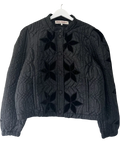 Free People Black Quinn Quilted Jacket, size UK M — front