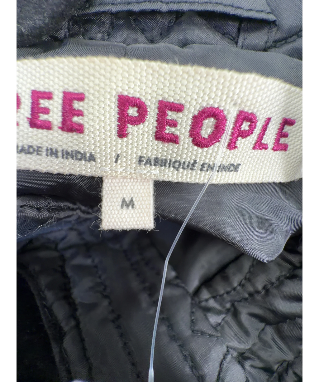 Free People Black Quinn Quilted Jacket, size UK M — care label