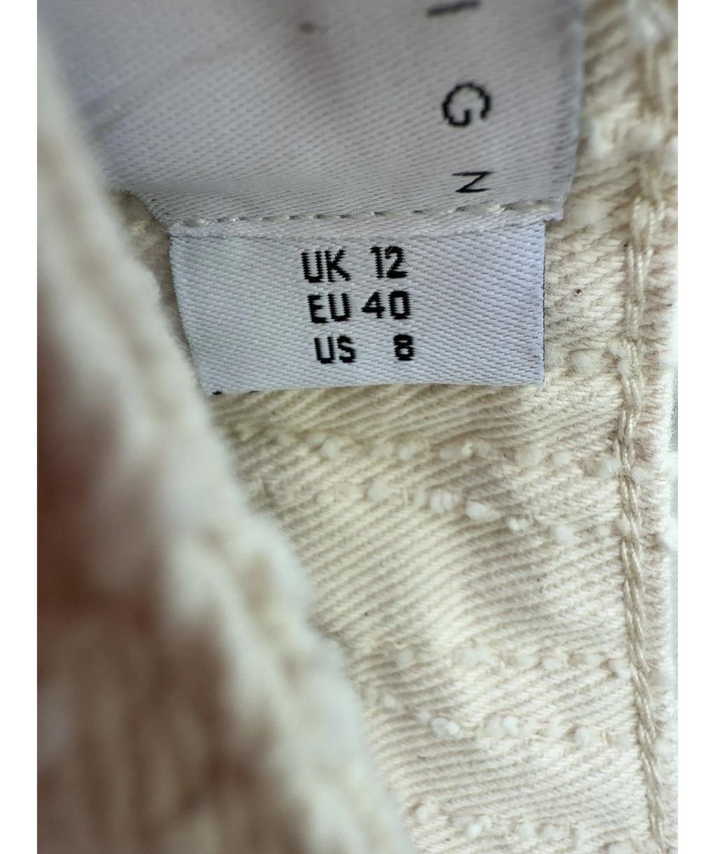 ASOS Cream denim wide leg culotte in cream, size UK 12 — care label