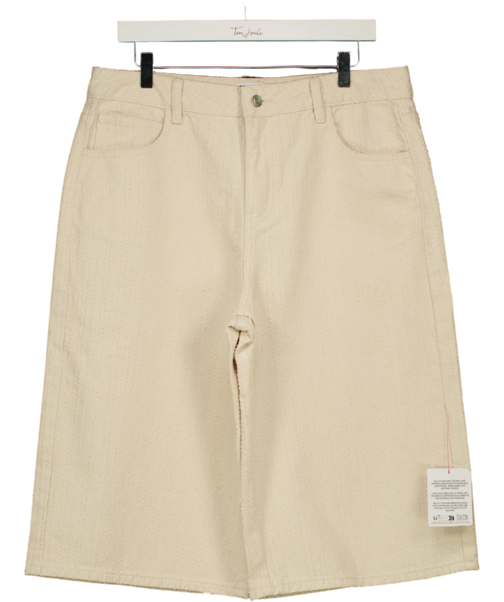 ASOS Cream denim wide leg culotte in cream, size UK 12 — front