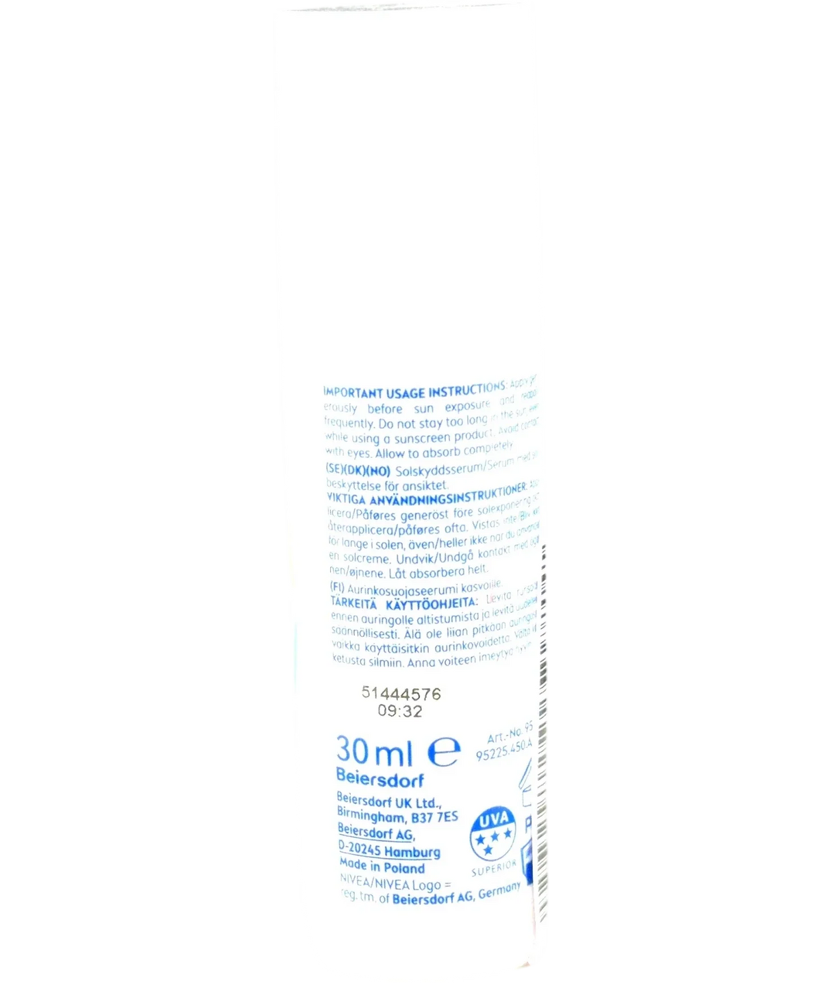 nivea Nivea 2in1 Primer Daily UV Serum, size 30ml — back