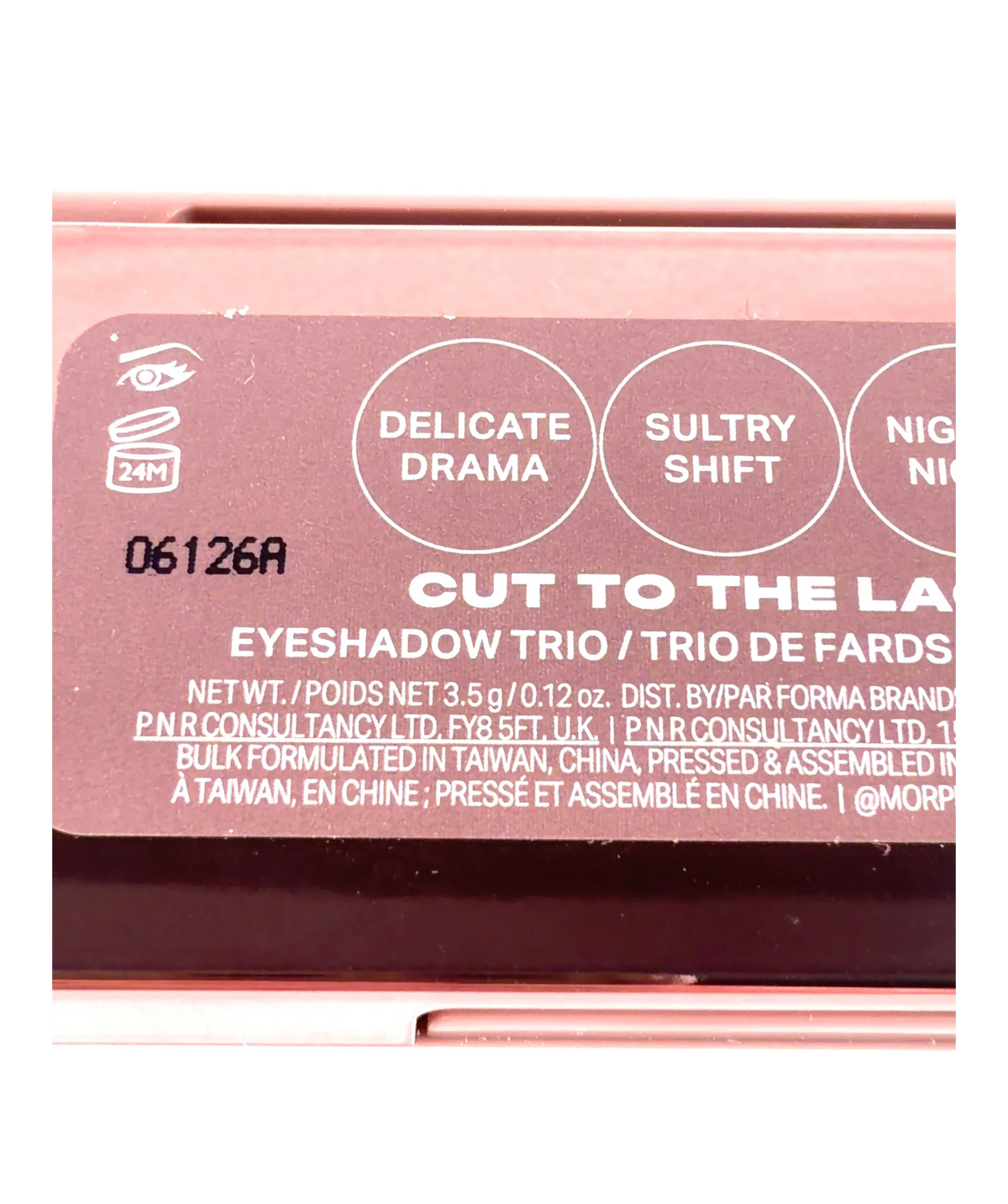 Morphe CUT TO THE LACE ChromaPlus Eyeshadow Trio, size 3.5g — care label