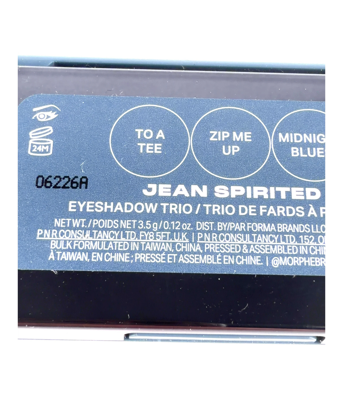 Morphe Jean Spirited JEAN SPIRITED, size 3.5g — care label