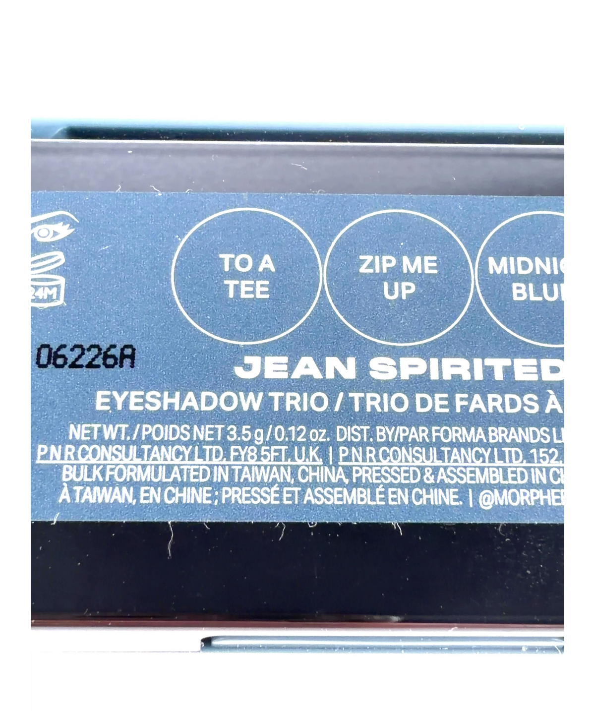 Morphe Jean Spirited Eyeshadow Trio, size 3.5g — care label