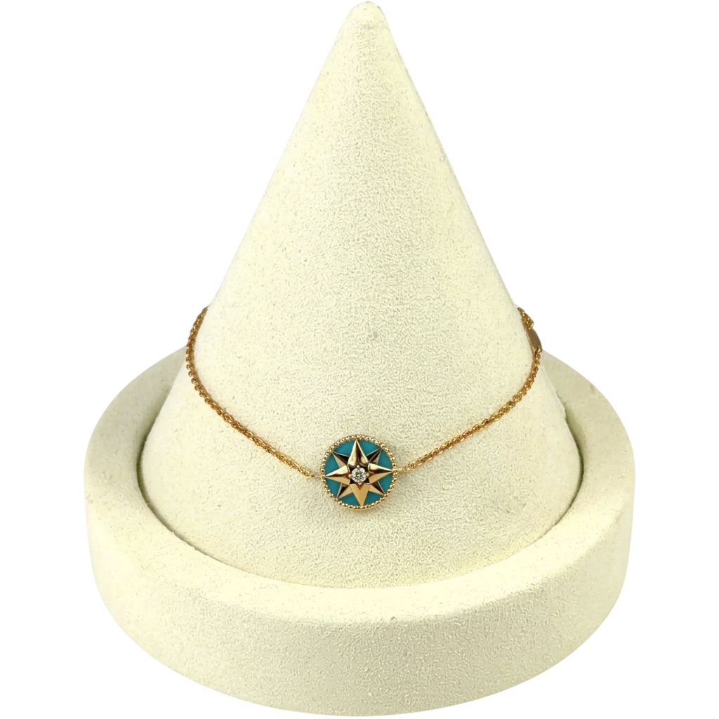 DIOR Rose des Vents Bracelet in 18k Yellow Gold, Diamond, and Turquoise One Size