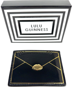 Lulu Guinness Black / Gold Iconic  'Lips' Envelope Cardholder
