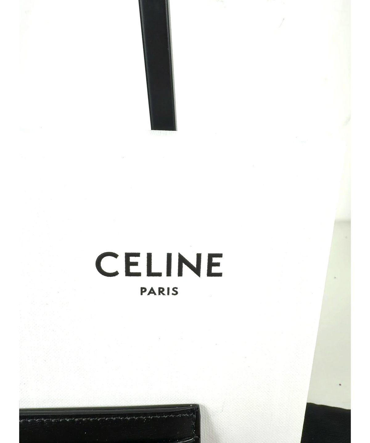 CELINE PARIS Black Triomphe Card Holder — detail
