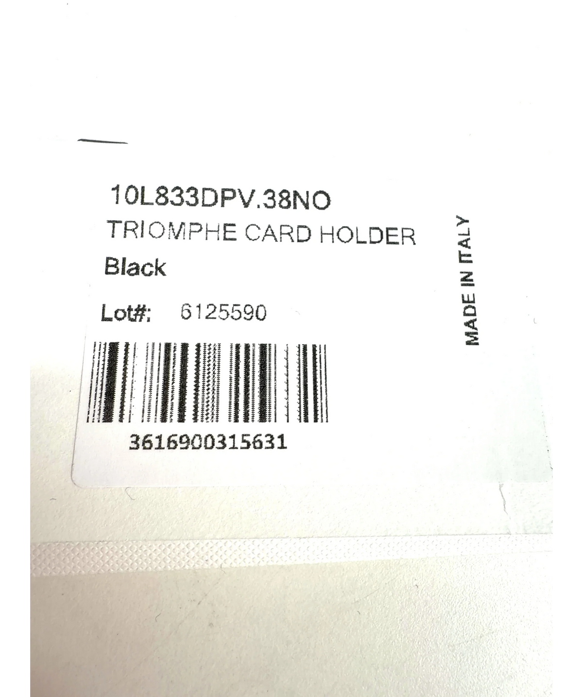 CELINE PARIS Black Triomphe Card Holder — label
