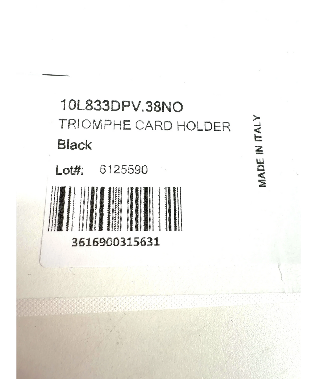 CELINE PARIS Black Triomphe Card Holder — care label