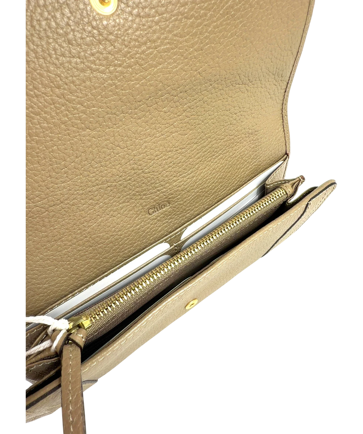 Chloé taupe Paraty Long Wallet — fabric detail