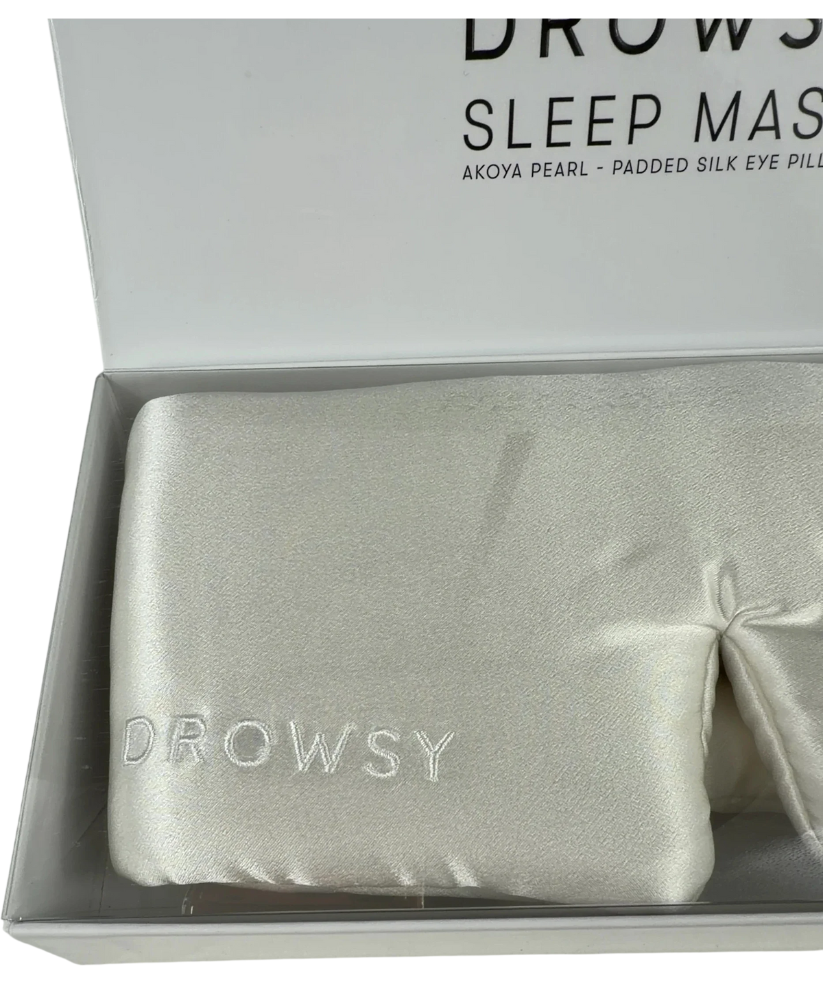Drowsy White Akoya Pearl Padded Silk Eye Pillow / Sleep Mask — back