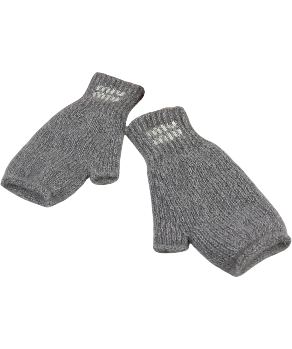 Miu Miu Grey Mohair/Wool Fingerless Gloves, size UK M — front