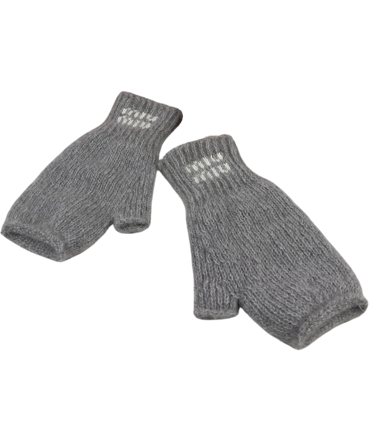 Miu Miu Grey Mohair/Wool Fingerless Gloves, size UK M — front