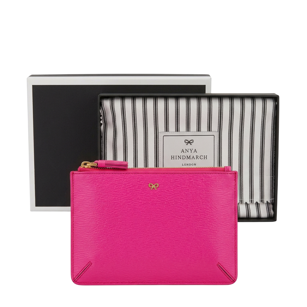 Anya Hindmarch Bespoke Small Pouch / Clutch Bag in Circus Pink leather