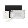 Anya Hindmarch Scalloped Edge Mini Zip Pouch / Clutch in metallic silver leather.