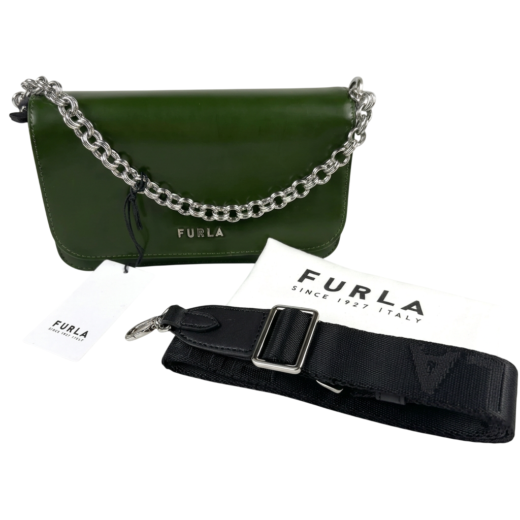 Furla Splendida Mini Shoulder Bag in Green with extra Crossbody Strap