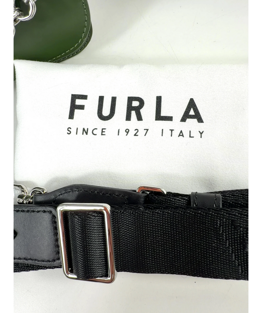 furla Green Splendida Mini Shoulder Bag — label