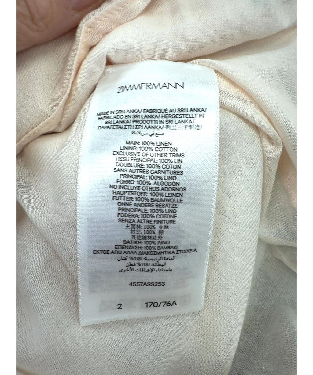 Zimmermann Cream ASCENSION TUCK SHORT, size UK 10 — label