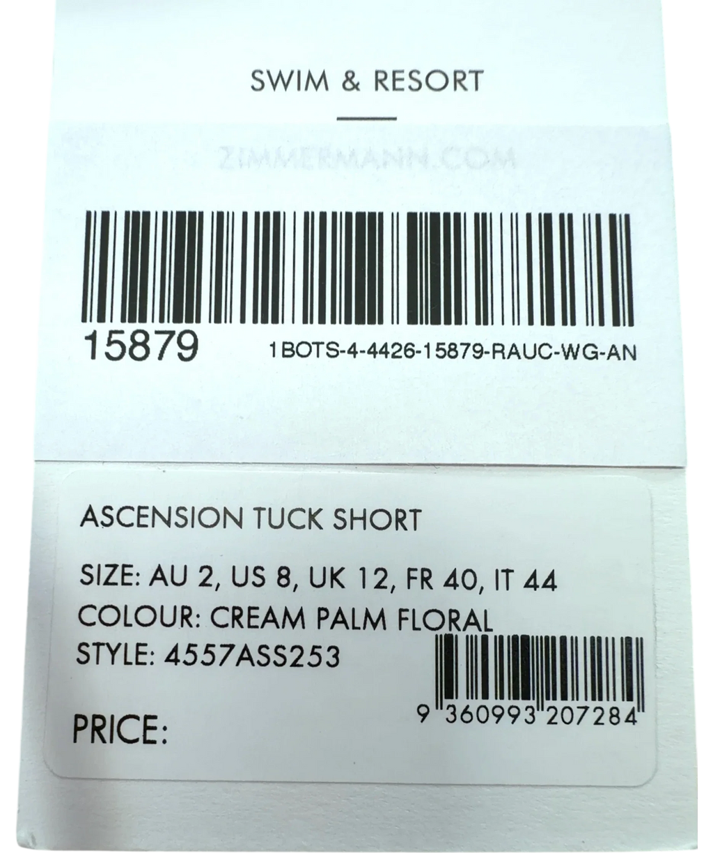 Zimmermann Cream ASCENSION TUCK SHORT, size UK 10 — fabric detail