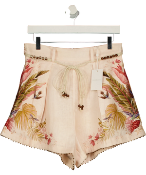 Zimmermann Cream Floral Beaded  Ascension Tuck Shorts UK 10