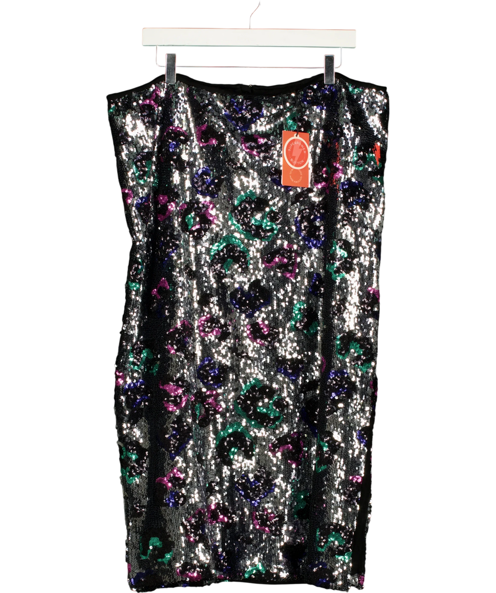 SCAMP & DUDE Multicoloured Split Front Midi Skirt, size UK 20 — front