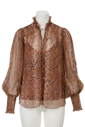 Zimmermann Brown Silk Botanica Python Swing Blouse UK 6