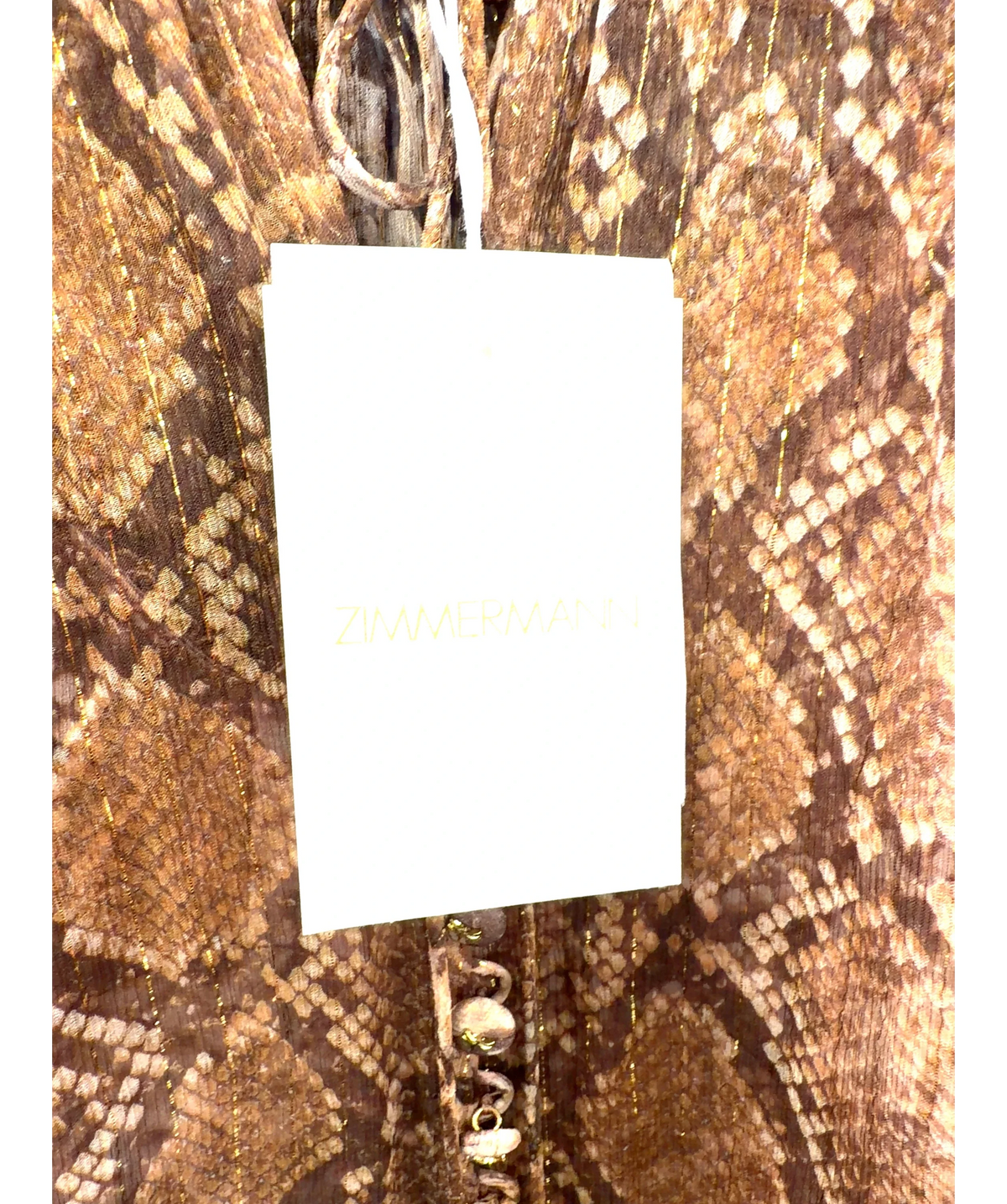 Zimmermann Brown Botanica Python Swing Blouse, size UK 6 — detail
