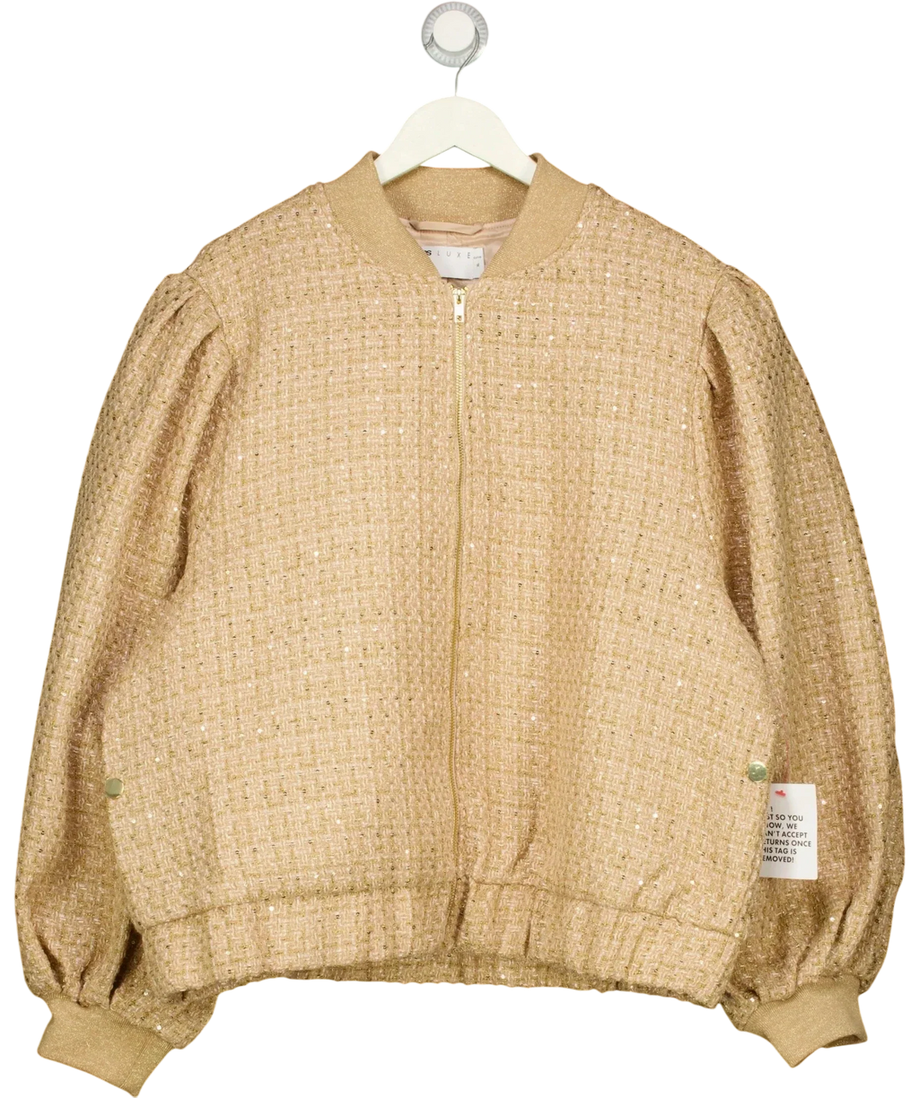 ASOS Metallic ASOS CURVE Premium Metallic Boucle tweed Bomber Jacket, size UK XL — front