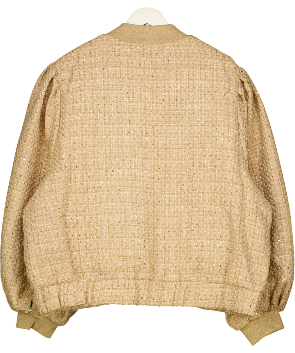 ASOS Metallic ASOS CURVE Premium Metallic Boucle tweed Bomber Jacket, size UK XL — back