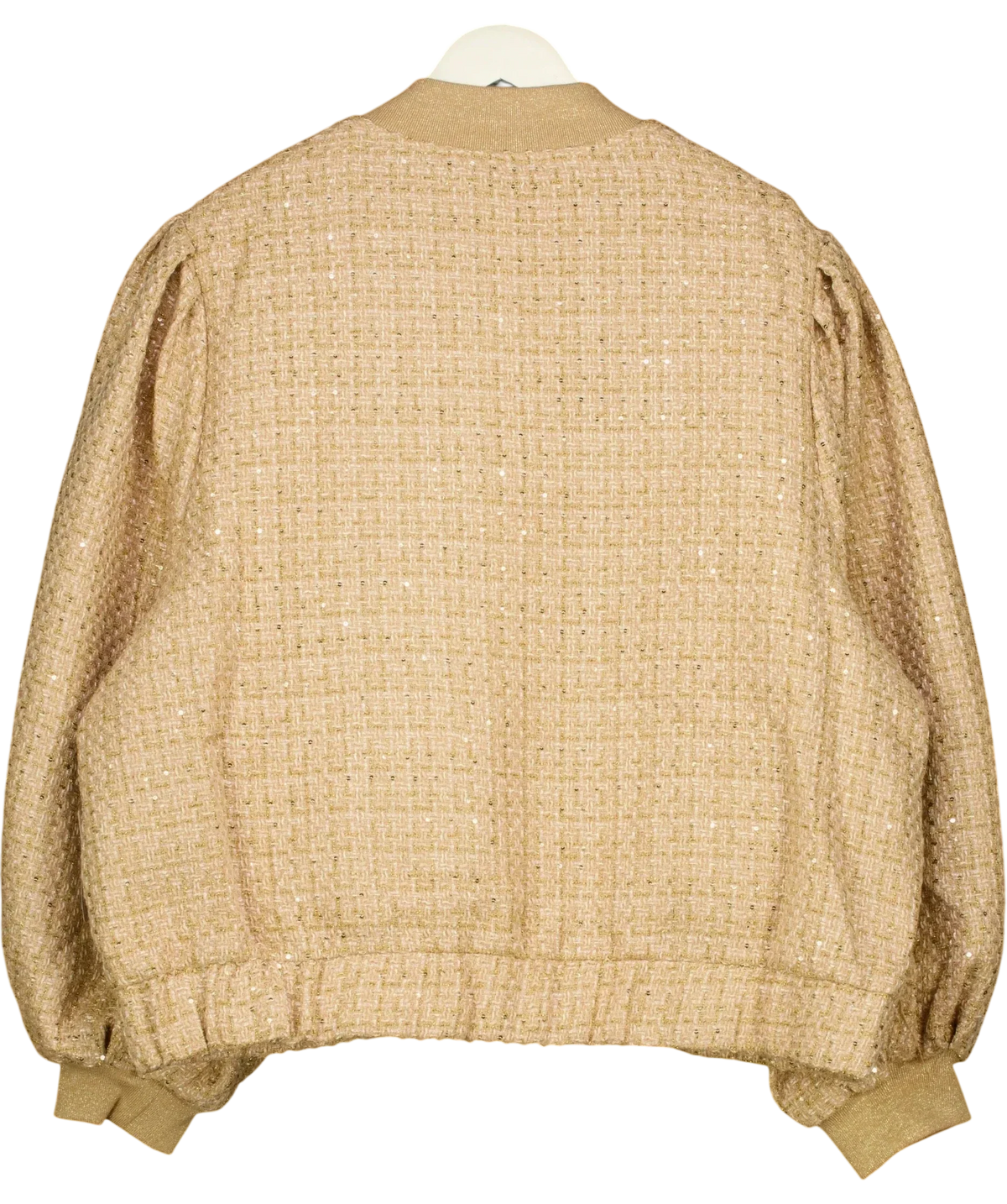 ASOS Metallic ASOS CURVE Premium Metallic Boucle tweed Bomber Jacket, size UK XL — back
