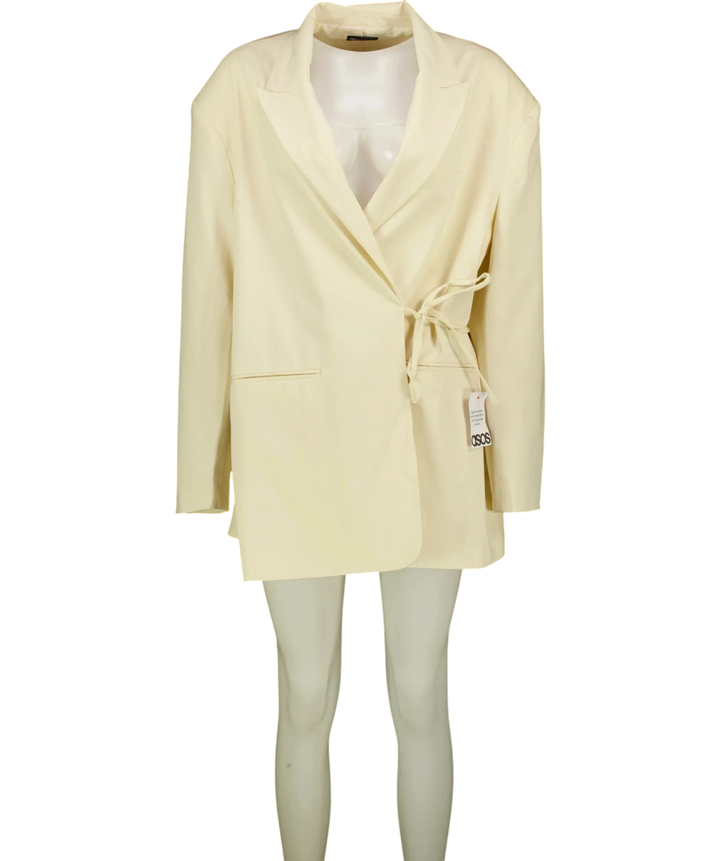 ASOS Cream Asos Cream Double Breasted Wrap Blazer, size UK L — front