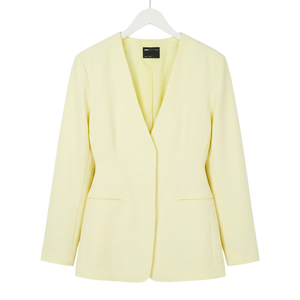 ASOS Buttermilk Yellow Linen Blend Cinched Waist Blazer UK 10
