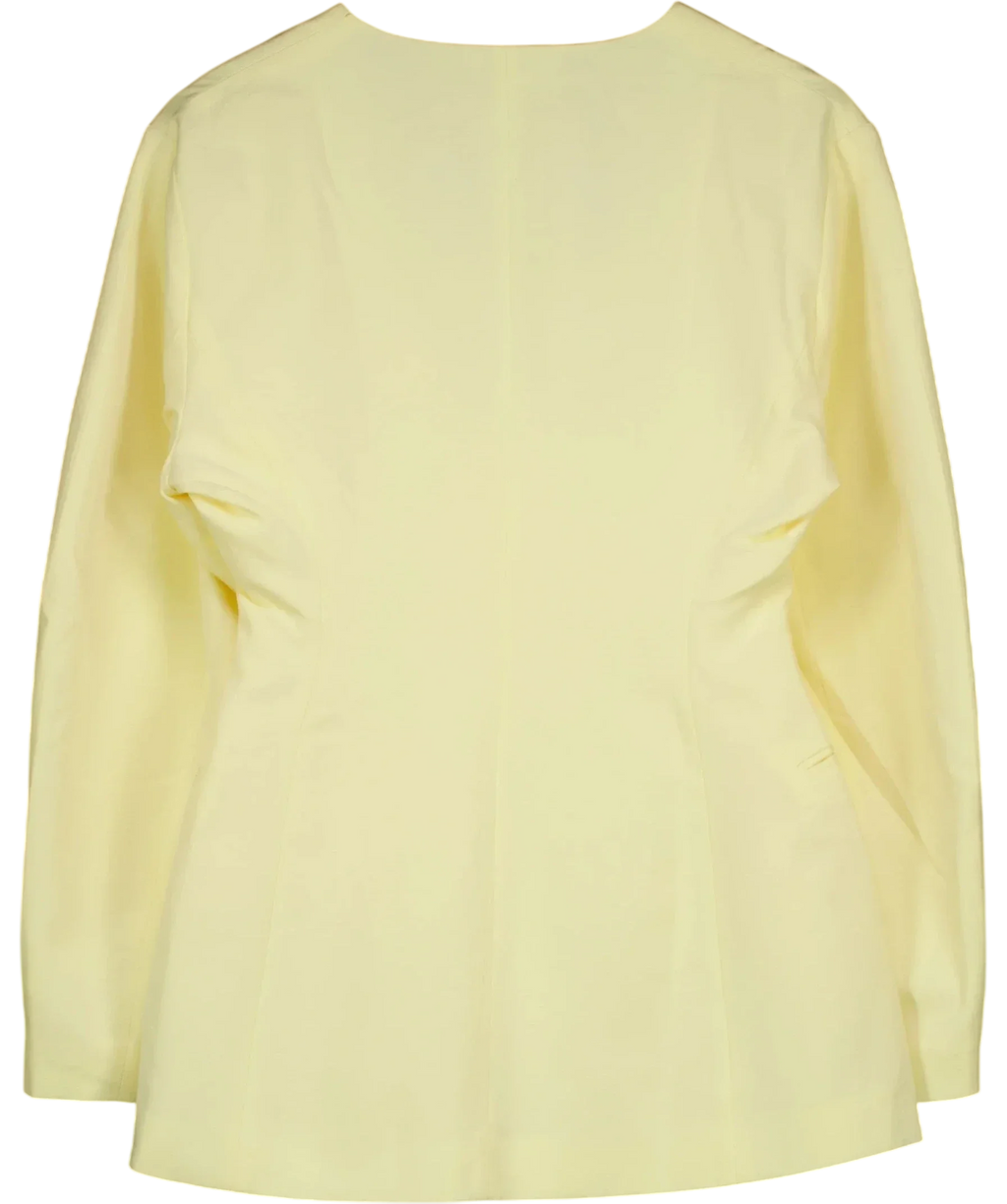 ASOS Yellow Buttermilk Yellow Linen Bland CInched waist Blazer, size UK 10 — back