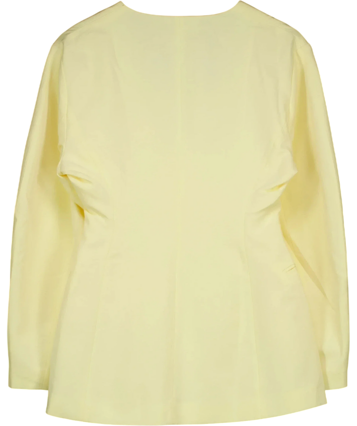 ASOS Yellow Buttermilk Yellow Linen Bland CInched waist Blazer, size UK 10 — back