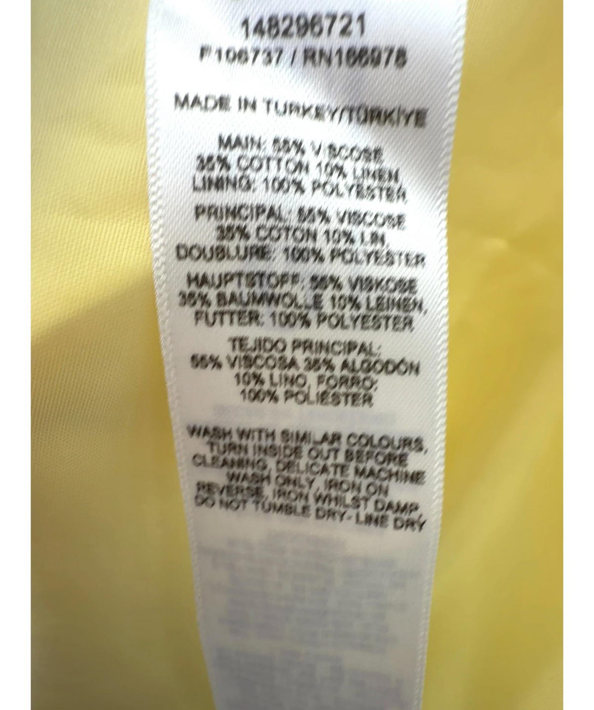ASOS Yellow Buttermilk Yellow Linen Bland CInched waist Blazer, size UK 10 — label