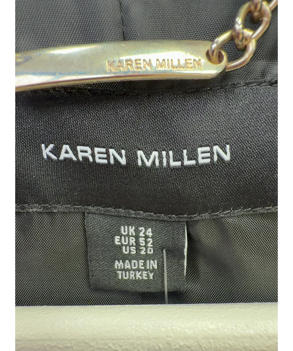 KAREN MILLEN Black trench coat, size UK 24 — care label