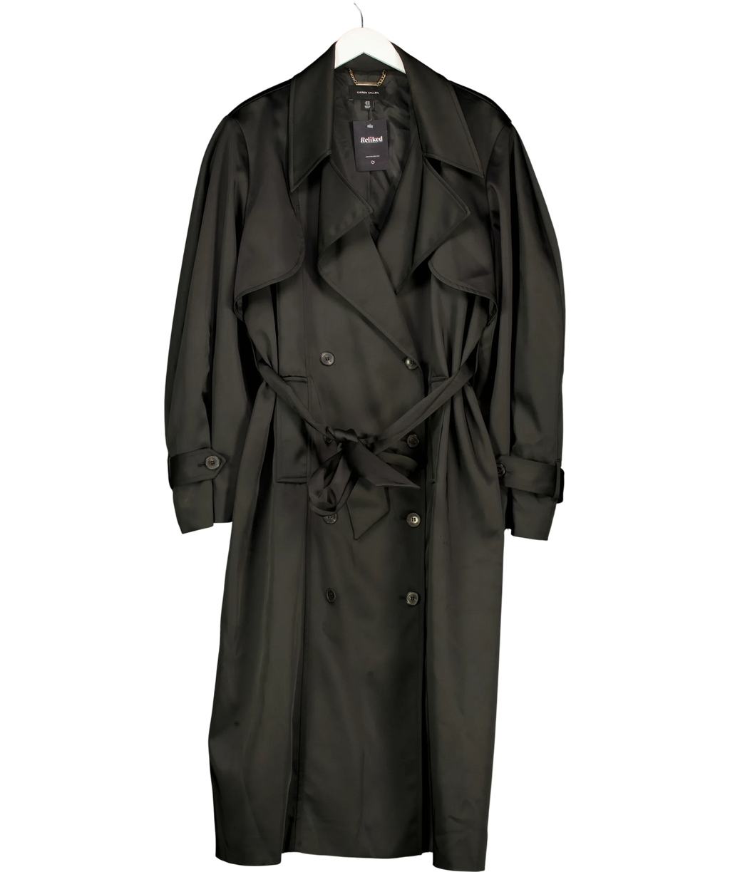 KAREN MILLEN Black trench coat, size UK 24 — front