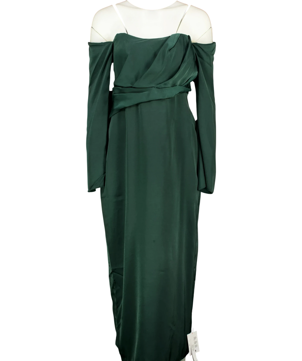 ASOS Green Asos Forest Green Satin Sweetheart neckline midi dress, size UK 8 — front