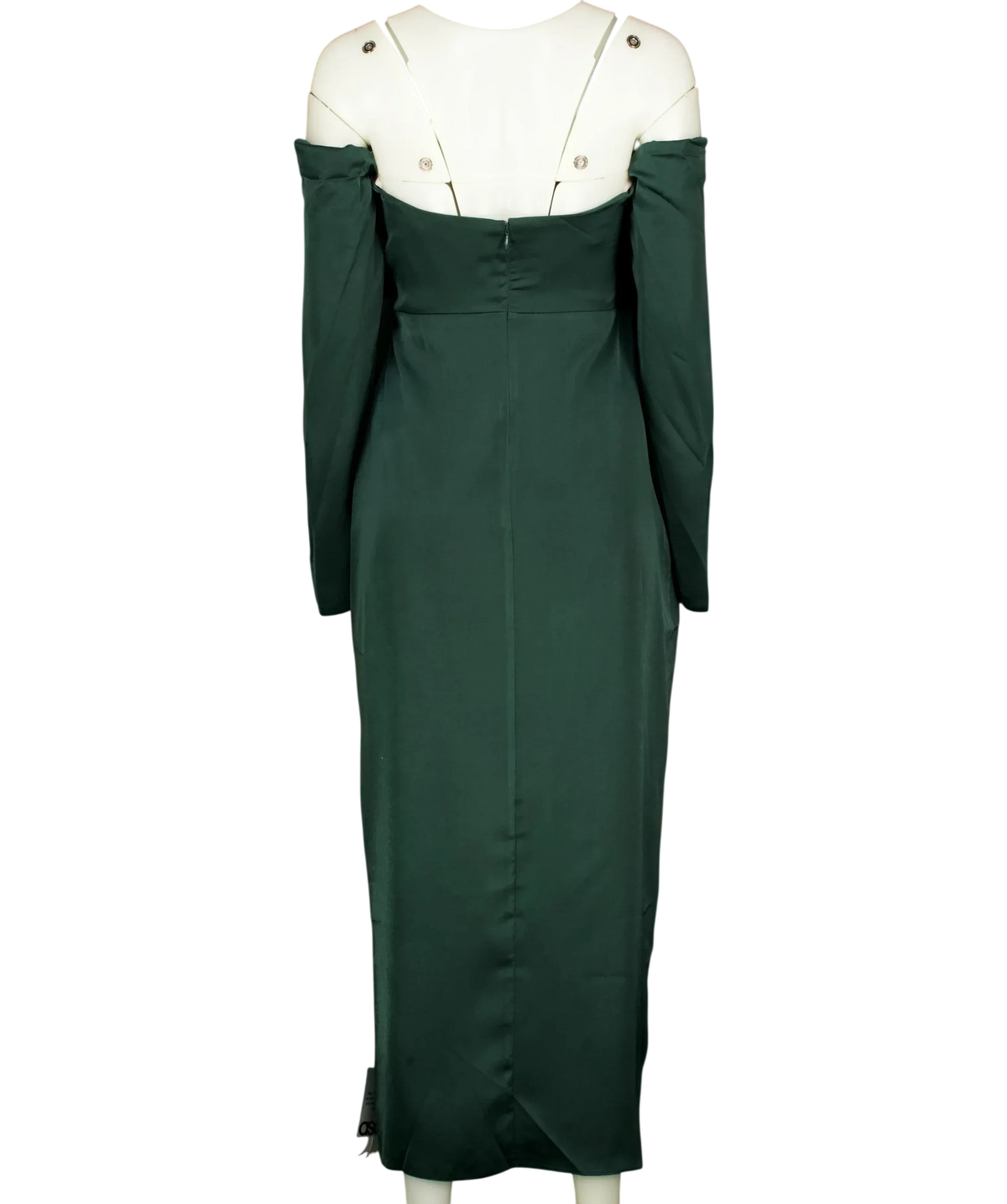 ASOS Green Asos Forest Green Satin Sweetheart neckline midi dress, size UK 8 — back
