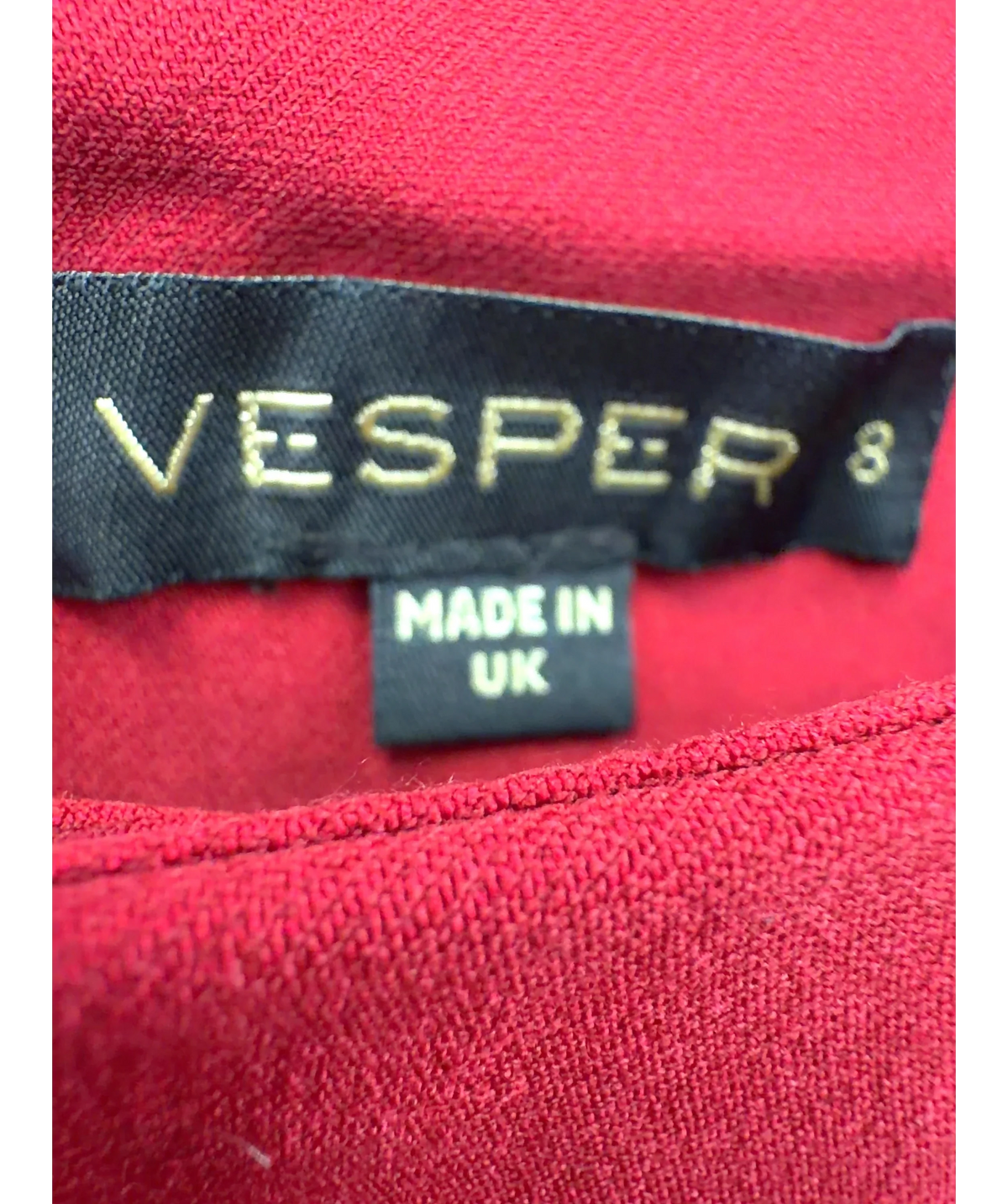 Vesper Red Vesper Red fit & flare mini dress, size UK 8 — detail
