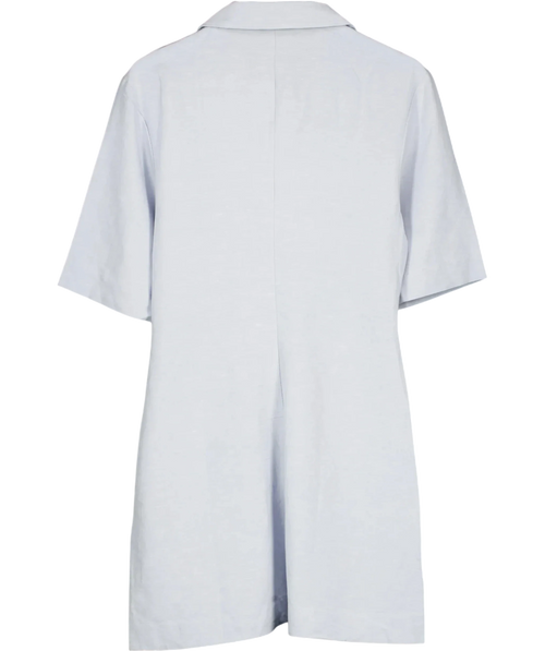 & OTHER STORIES Blue & Other Stories Ruched Pale Blue Linen Blend Shirt Mini Dress UK S, size UK M — back