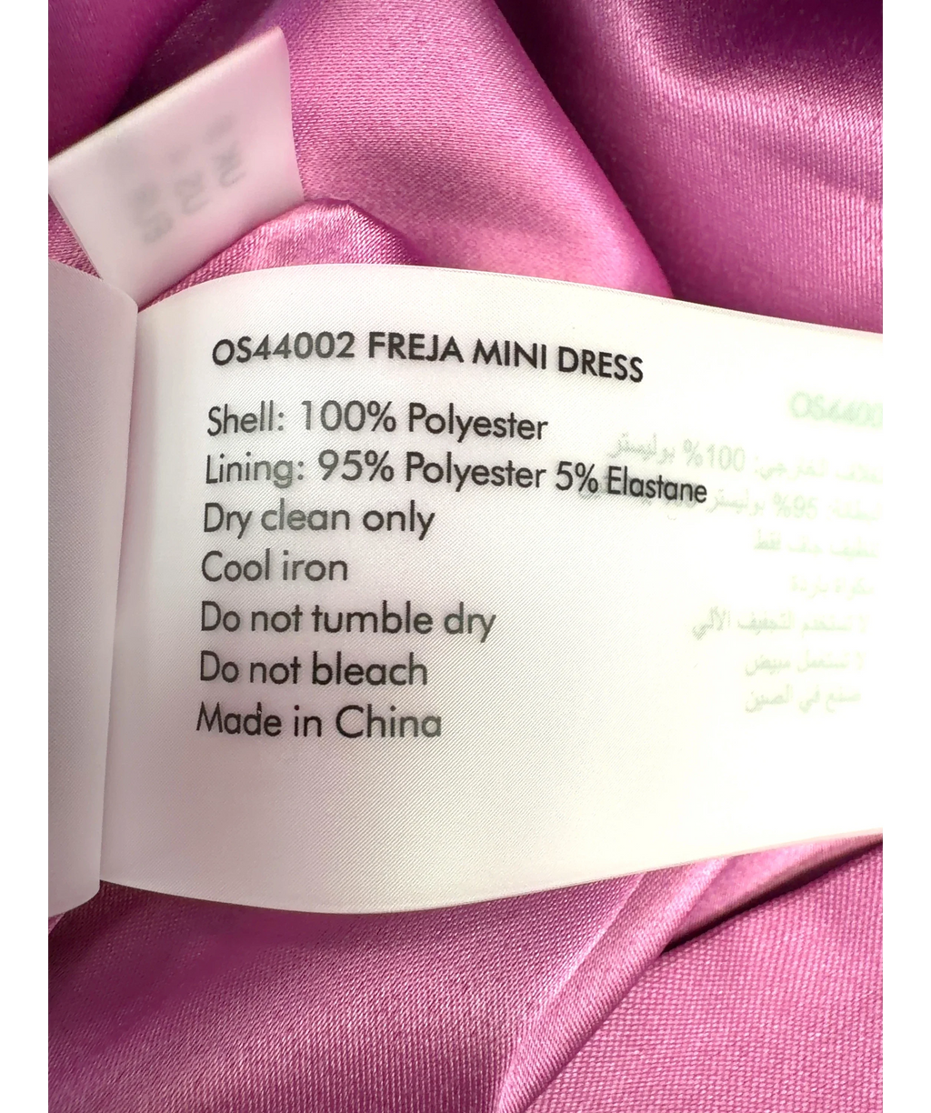 Solace London Pink Freja Mini Dress, size UK 8 — label