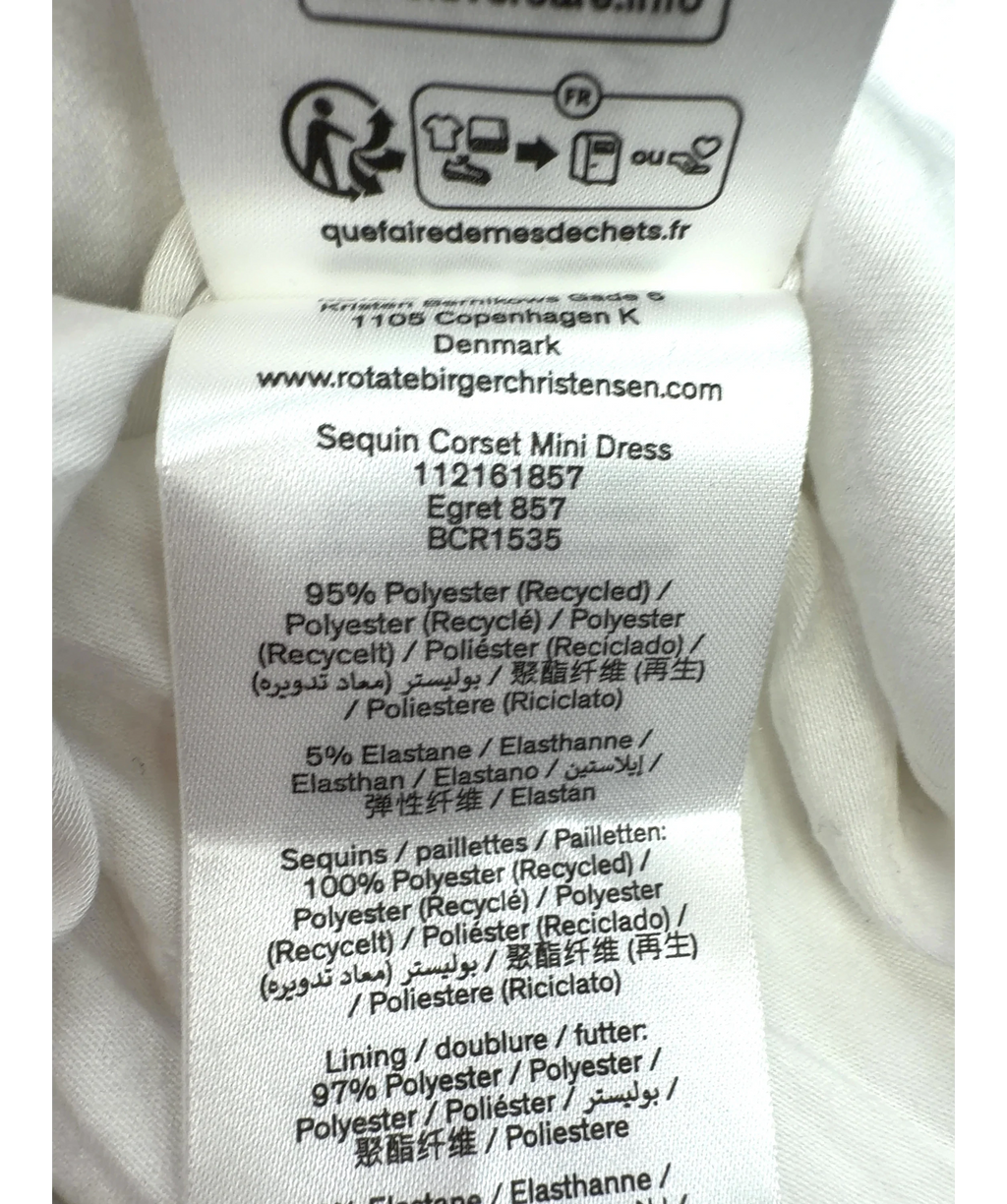 ROTATE White Sequin Corset Mini Dress, size UK 6 — label