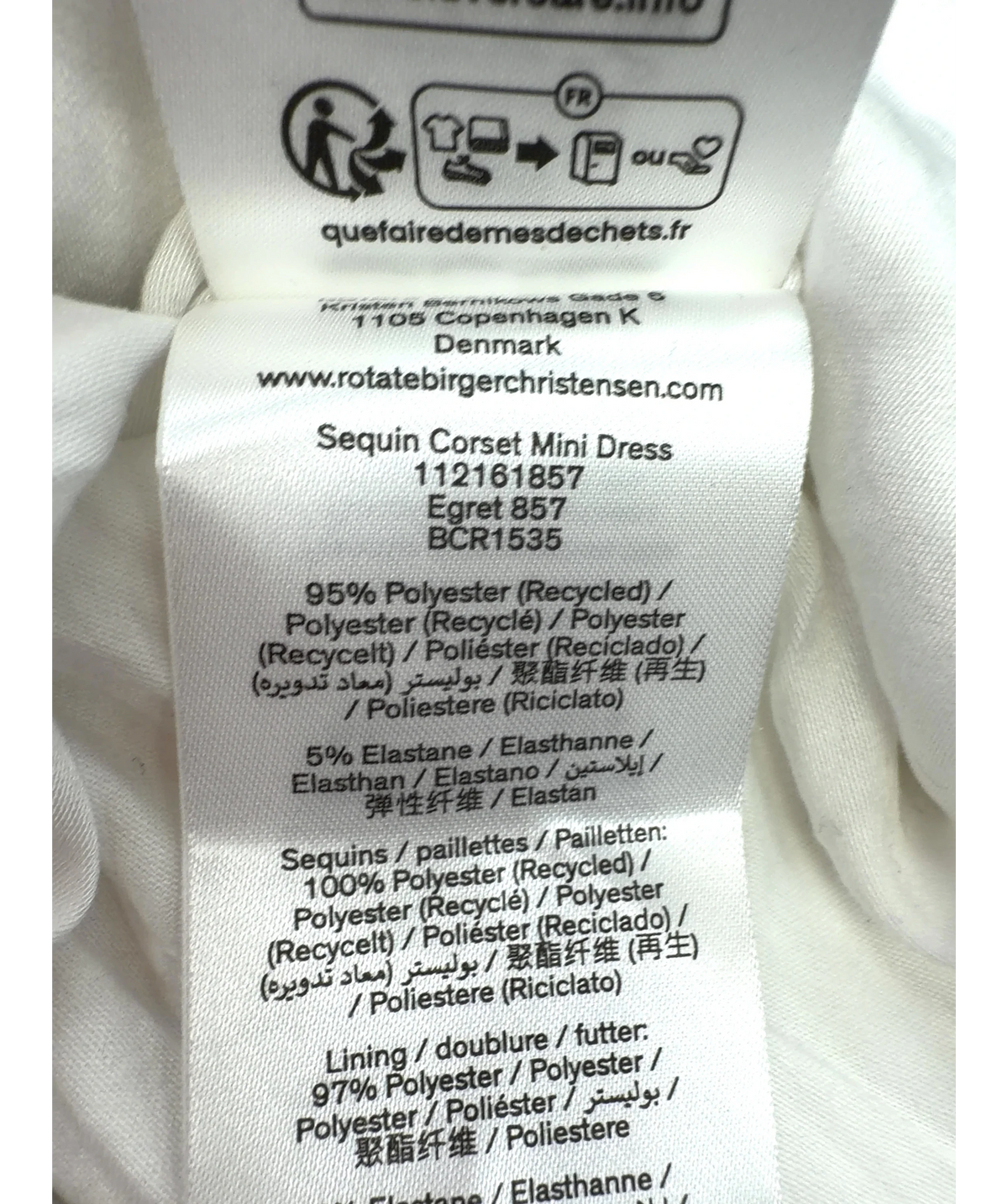 ROTATE White Sequin Corset Mini Dress, size UK 6 — label
