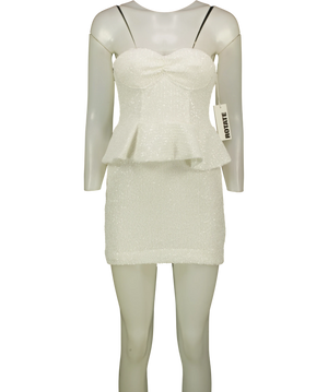 ROTATE Sequin Corset Mini Dress White UK 6